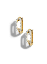 Diamond Legend Link Yellow Gold Hoop Earrings