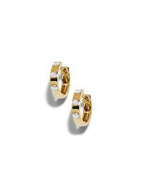 Diamond Ribbon Yellow Gold Huggie Hoop Earrings