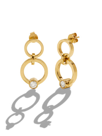 Diamond Full Circle Yellow Gold Earrings