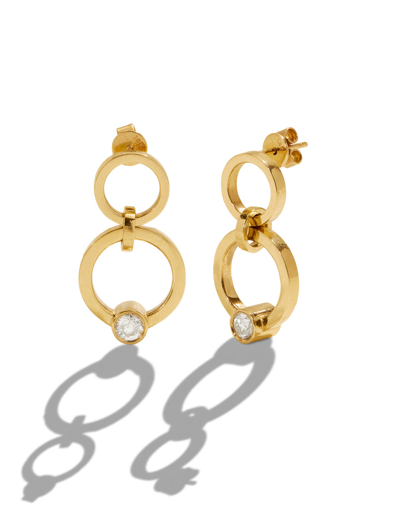 Diamond Full Circle Yellow Gold Earrings