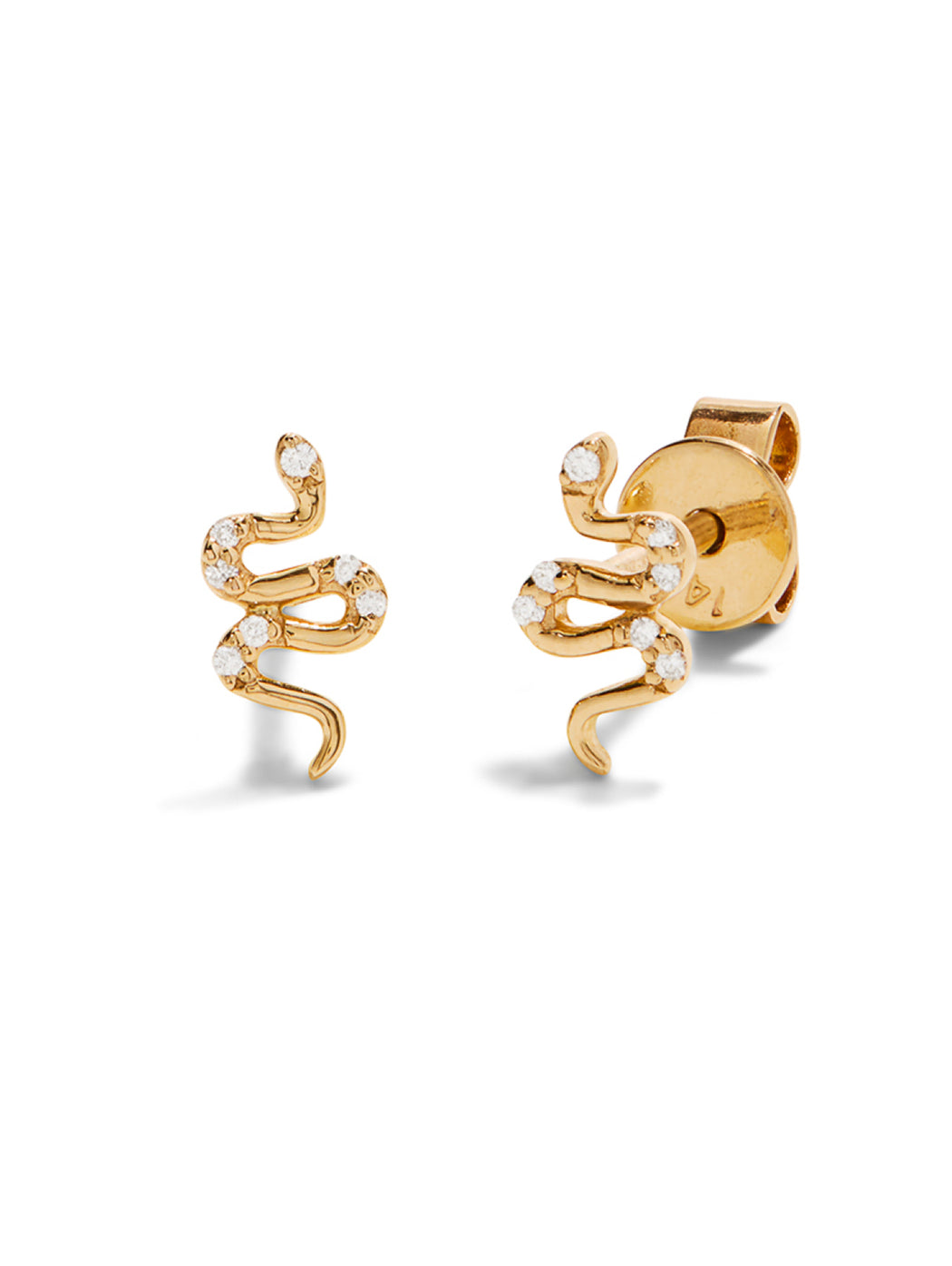 Snake Yellow Gold Stud Earrings