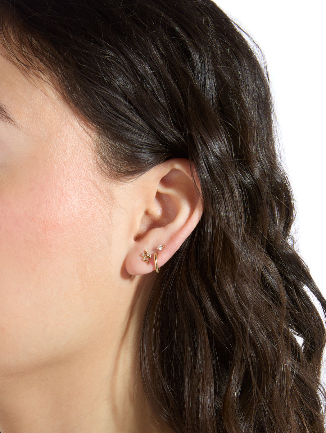 Snake Yellow Gold Stud Earrings