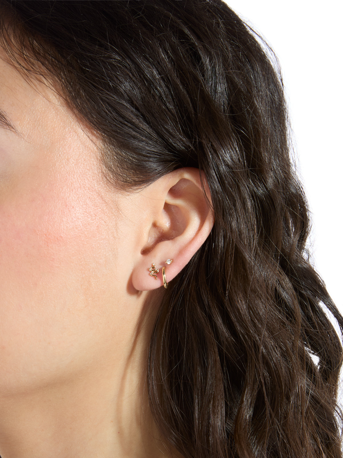 Snake Yellow Gold Stud Earrings