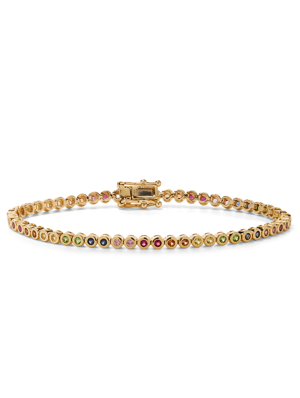 Baby Rainbow Bezel Yellow Gold Tennis Bracelet