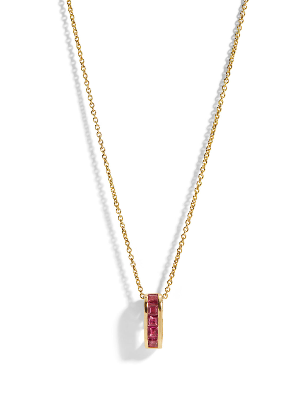 Mini Ruby Baguette Legend Link Yellow Gold Necklace