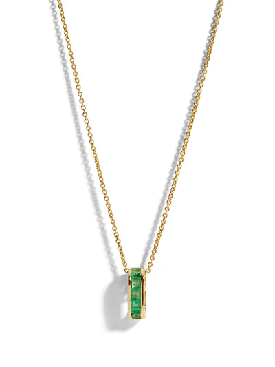 Mini Emerald Baguette Legend Link Yellow Gold Necklace