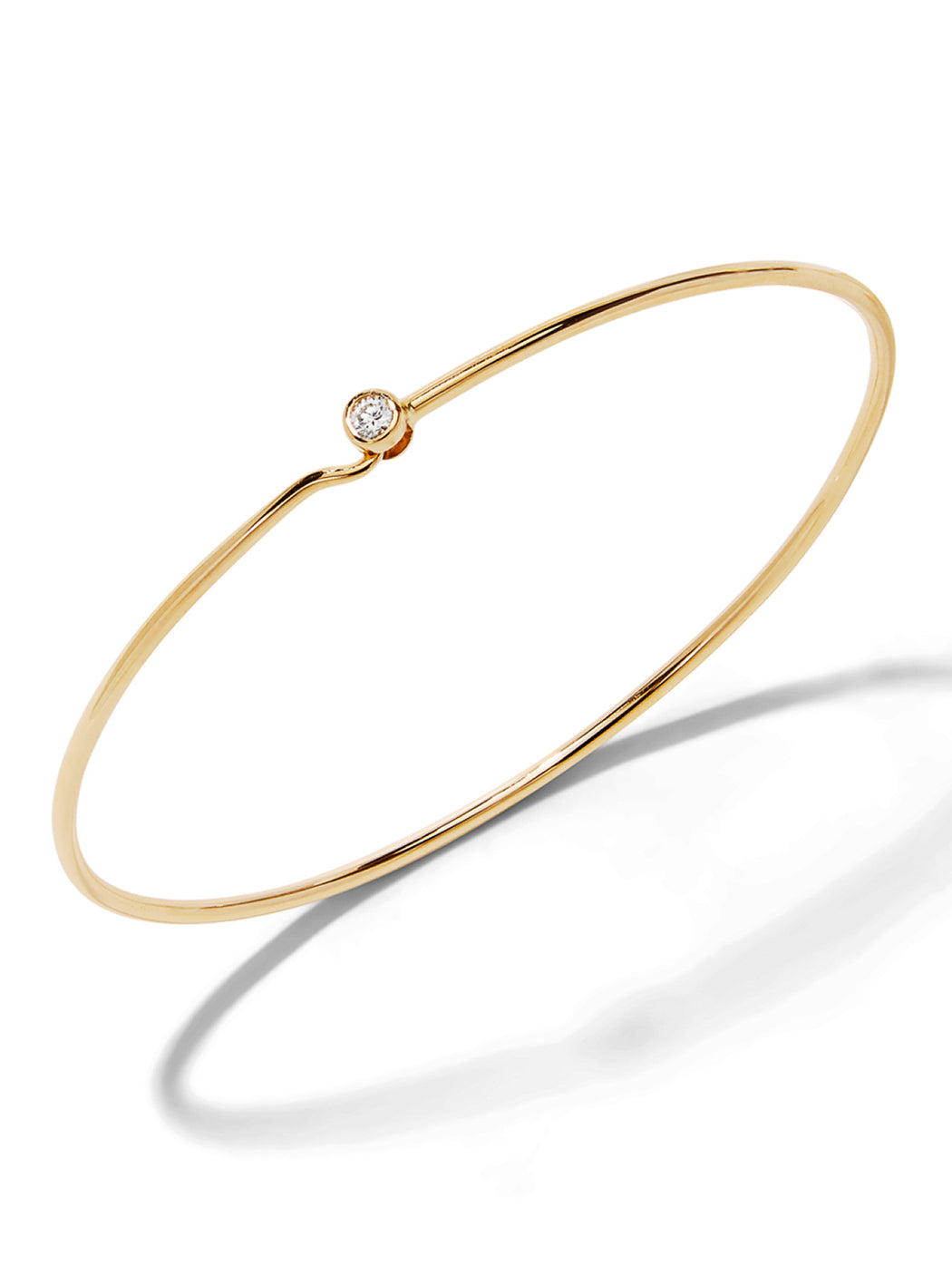 Small Diamond Full Circle Yellow Gold Wire Bangle