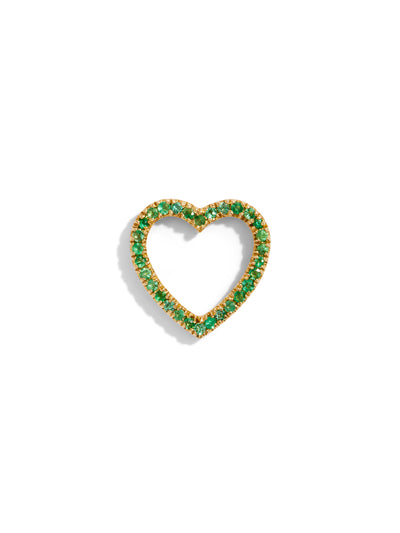 Small Emerald Floating Heart Yellow Gold Charm