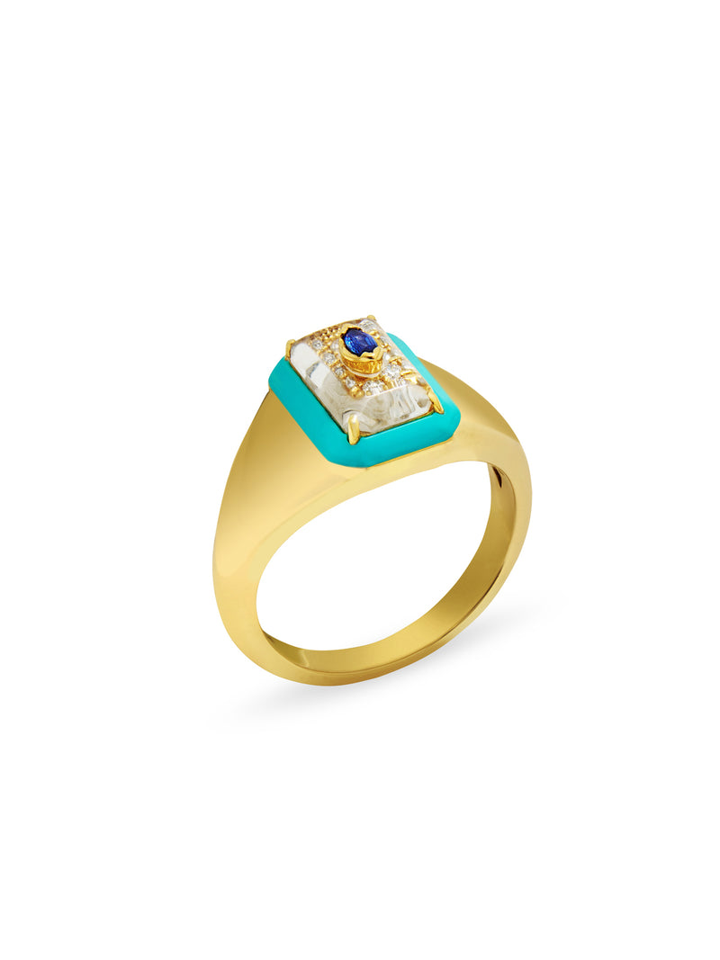 The Blue Jay Rabbit Pinky Yellow Gold Ring