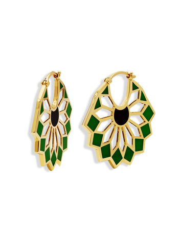 The Lady Sursock Green Enamel Yellow Gold Hoop Earrings