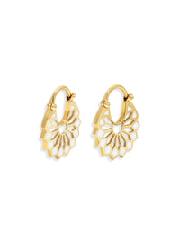 The Mini Lady Sursock White Enamel Yellow Gold Hoop Earrings