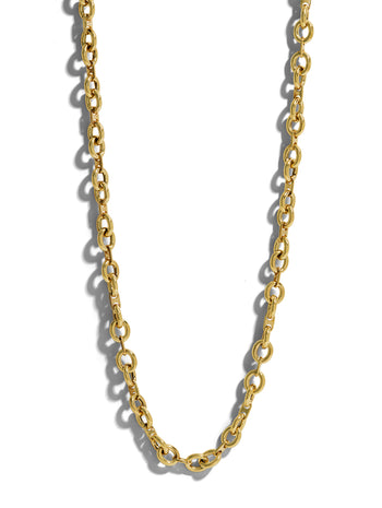 Ettore Mixed Link Long Chain Yellow Gold Necklace