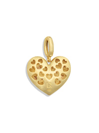 Small Star Heart Yellow Gold Charm