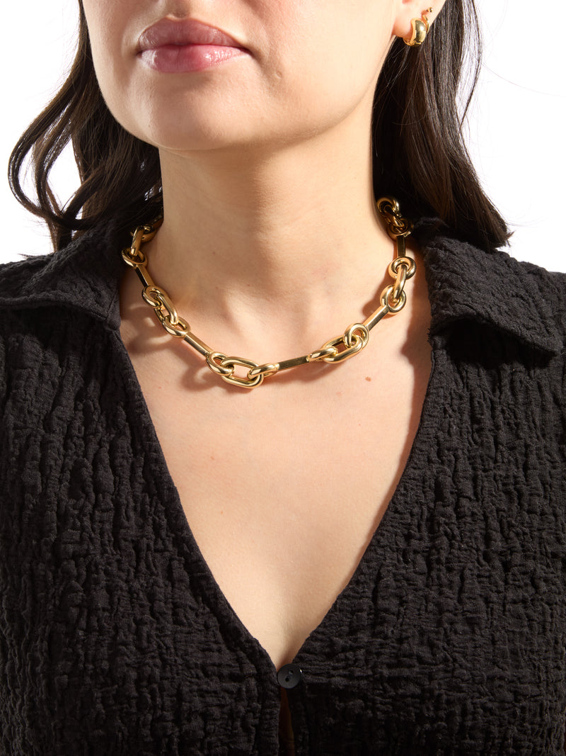 Jackie Horse Bit Yellow Gold Necklace