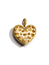 Paulette Brushed Yellow Gold Heart with Diamond Heart Pendant