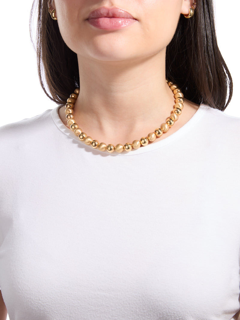 Marella Yellow Gold and Brushed Gold Ball Necklace