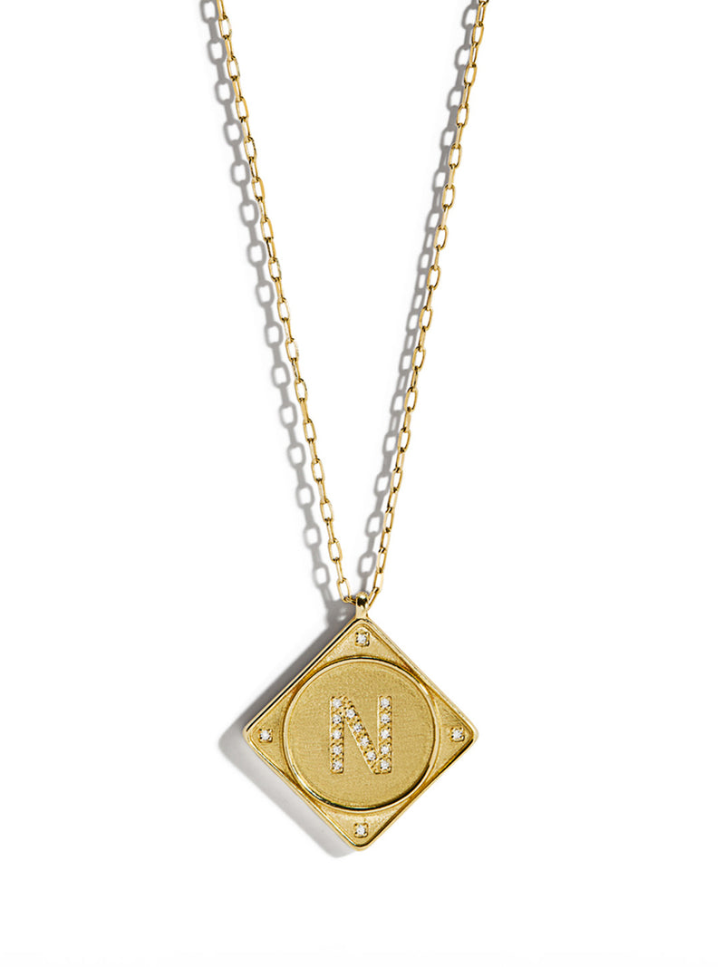 Bruno Diamond Initial Yellow Gold Long Necklace