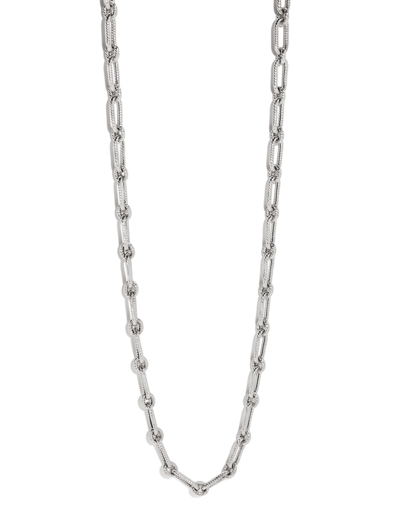 Franca White Gold Small Links Long Chain Necklace