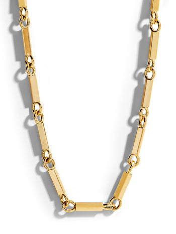 Elliot Small Rectangular Link Yellow Gold Necklace