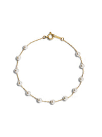 Floating Pearl Chain Yellow Gold Bracelet