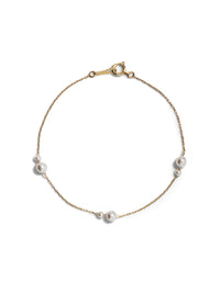 Kissing Pearl Chain Yellow Gold Bracelet