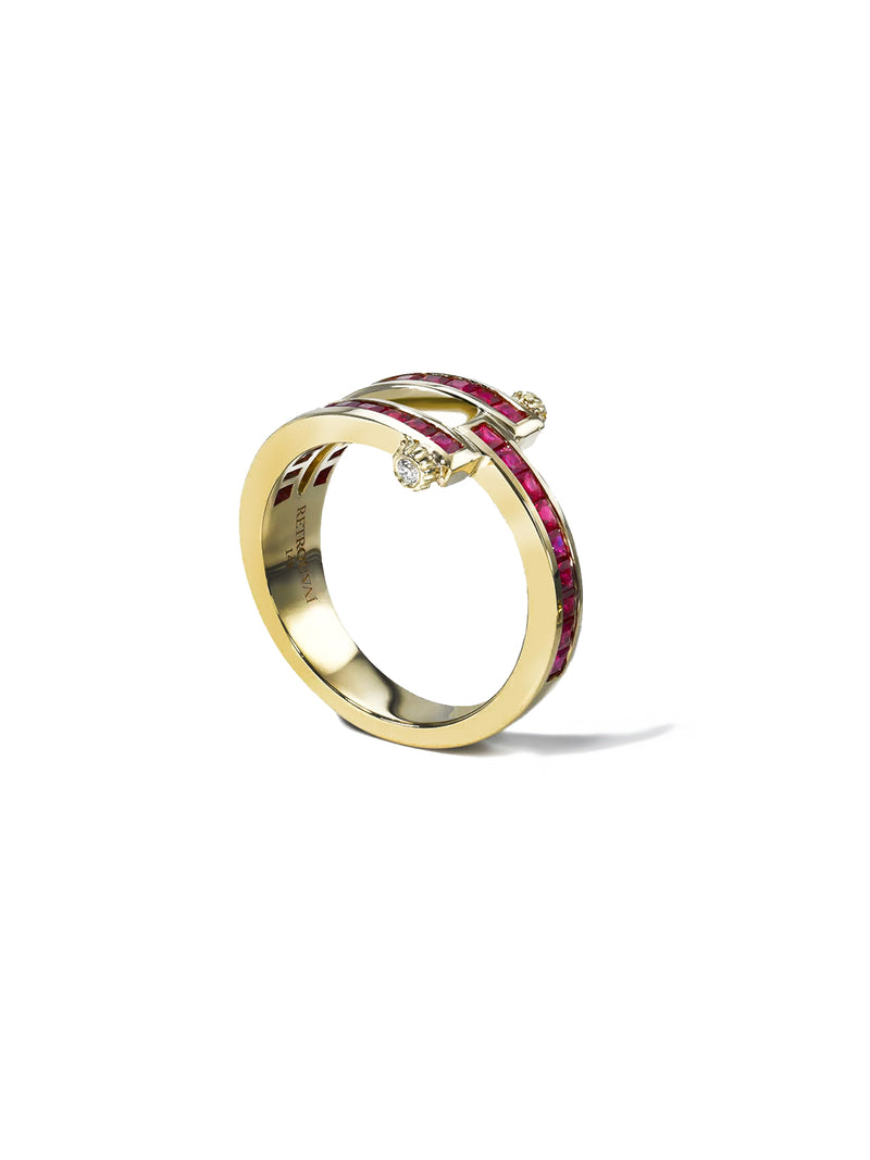 Carre Ruby Yellow Gold Magna ring