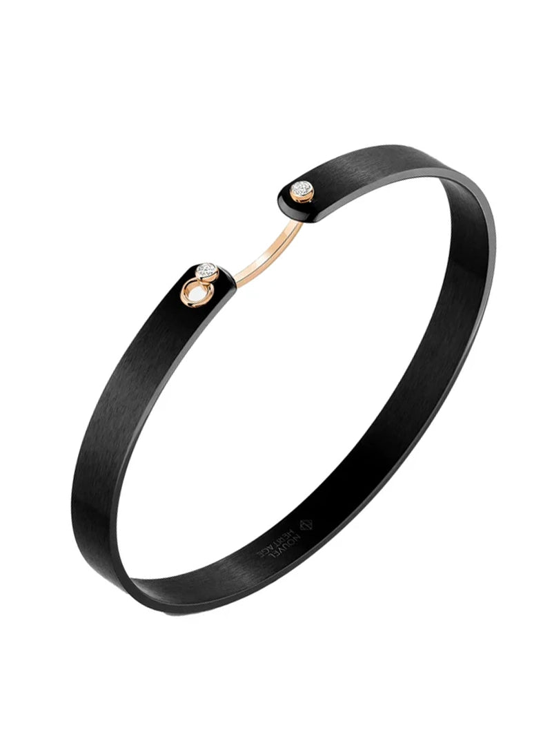 17cm Wide Midnight In Manhattan Titanium & Rose Gold Bangle