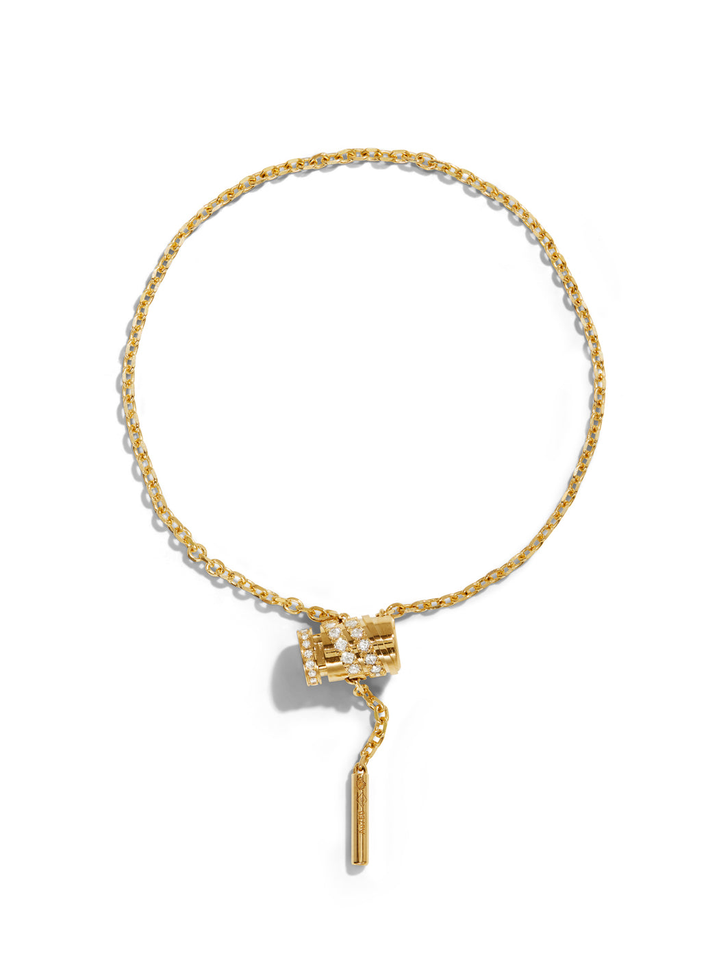 Pavéd Mini Latch Yellow Gold Bracelet