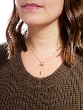 Pavéd Mini Latch Yellow Gold Necklace