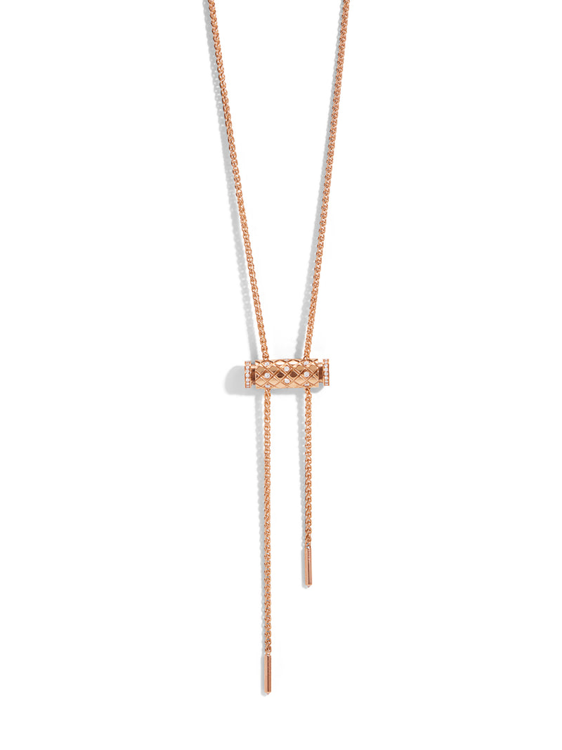 Semi-Pave Latch Pendant on 85CM Rose Gold Chain