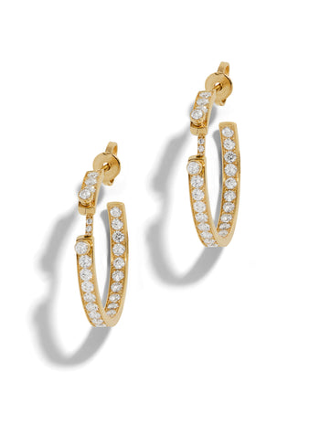 Eternity Tuxedo Yellow Gold Hoop Earrings