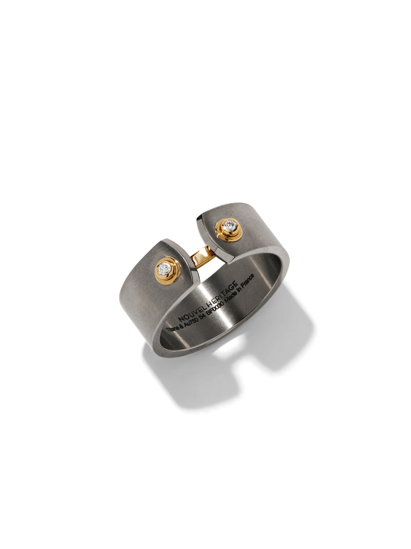 Paris From The Sky Yellow Gold  & Titanium Ring