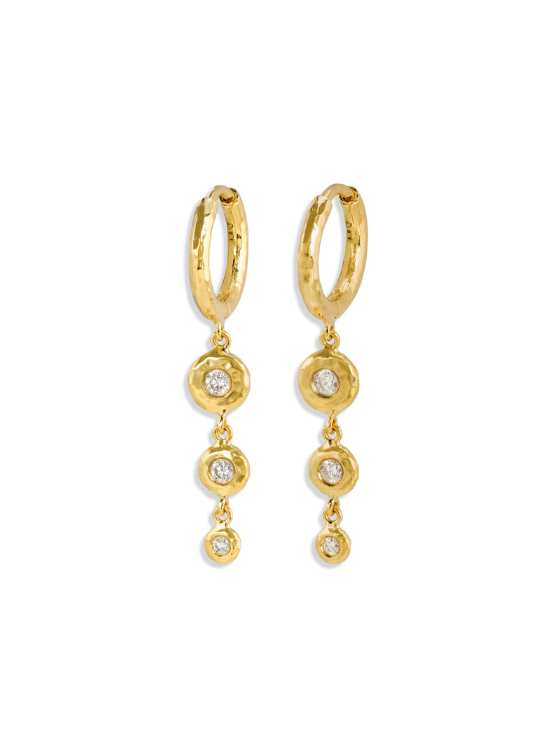 Three Charmed Micro Gabby Yellow Gold Hoops