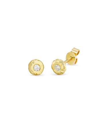 Diamond Nesting Gem Yellow Gold Studs