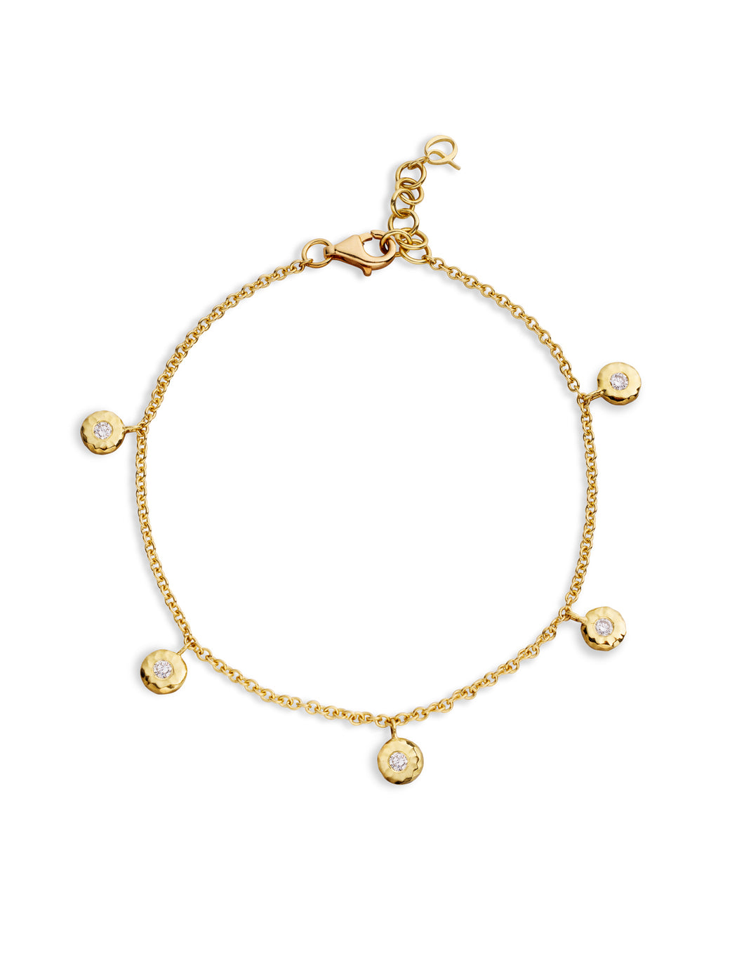 Five Diamond Nesting Gem Yellow Gold Bracelet