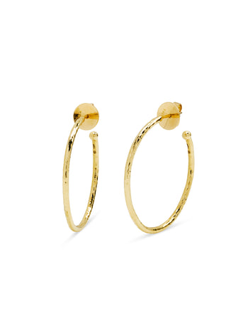 Small Nesting Gem Yellow Gold Hoops