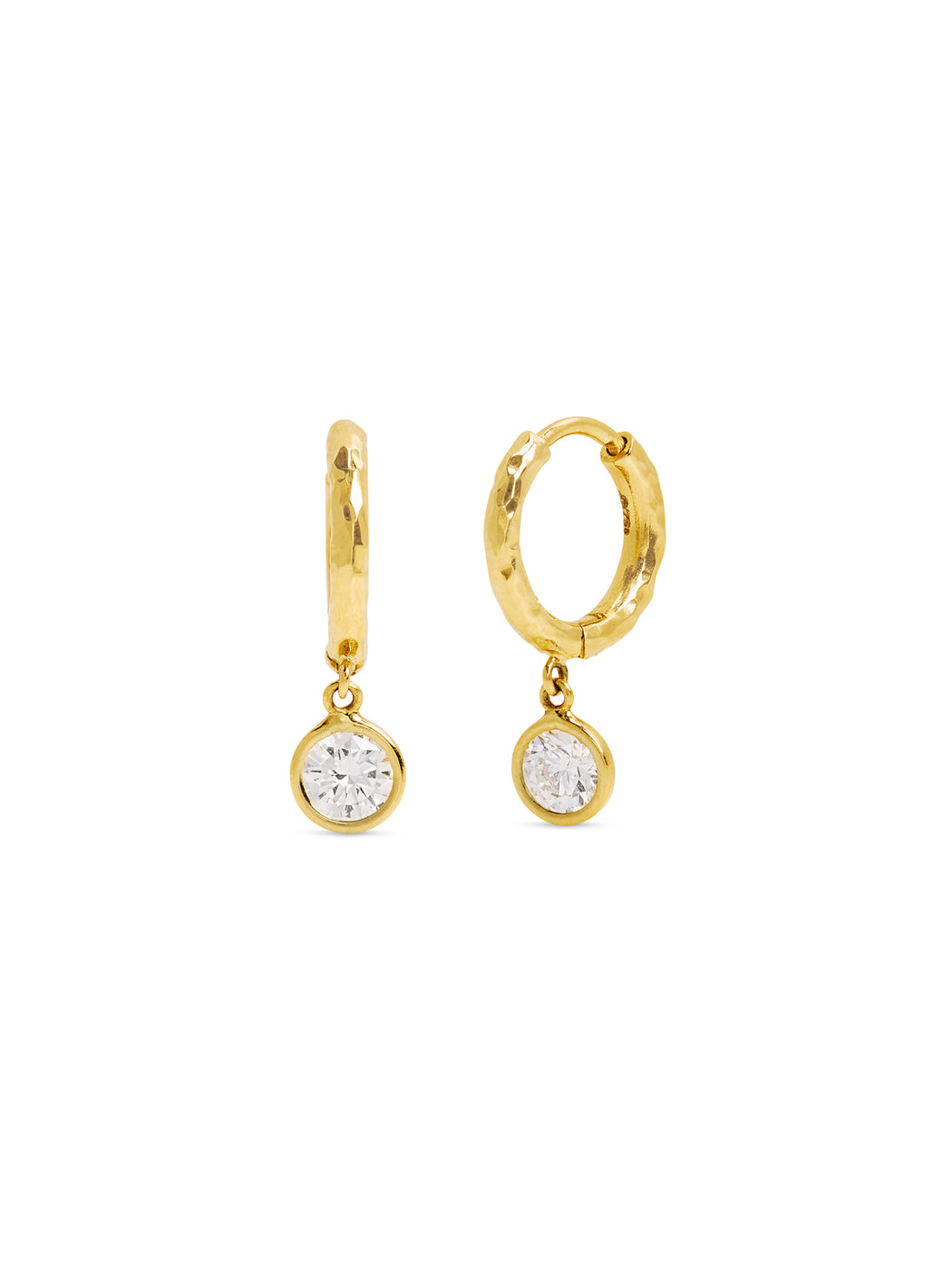 Diamond Charmed Micro Gabby Yellow Gold Hoops