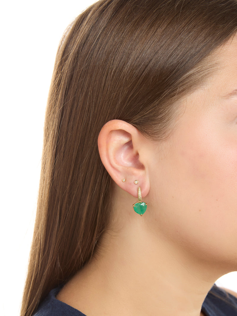 Charmed Micro Yana Yellow Gold Hoops With Emerald Hearts