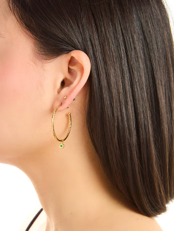 Small Nesting Gem Yellow Gold Hoops