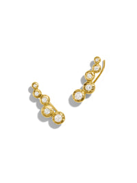 Diamond Nesting Gem Yellow Gold Crawler Earrings