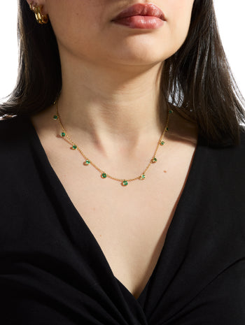 Asscher Emerald Eternity Yellow Gold Necklace