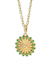 Emerald & Sapphire Be The Light Pendant Yellow Gold Necklace