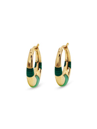 Mini Inlay Tri Hoop Yellow Gold Earrings