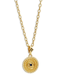 Sapphire Evil Eye Yellow Gold Pendant Necklace