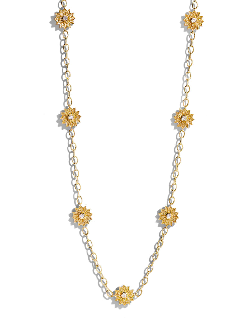 Sacred Flowers Stations Yellow Gold Necklace