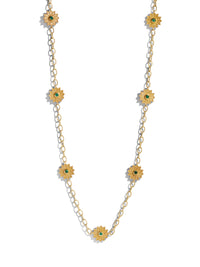 Sacred Flowers Stations Yellow Gold Necklace