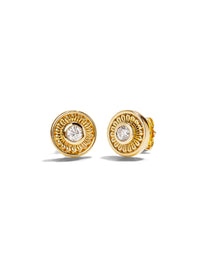 Diamond Mandala Yellow Gold Stud Earrings