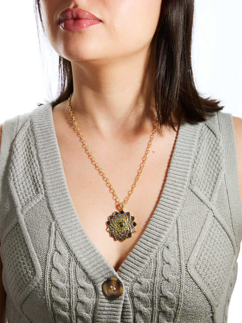 Greens Temple Mandala Yellow Gold Necklace