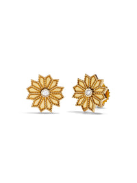 Sacred Flower Yellow Gold Stud Earrings