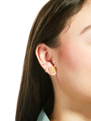 Sacred Flower Yellow Gold Stud Earrings